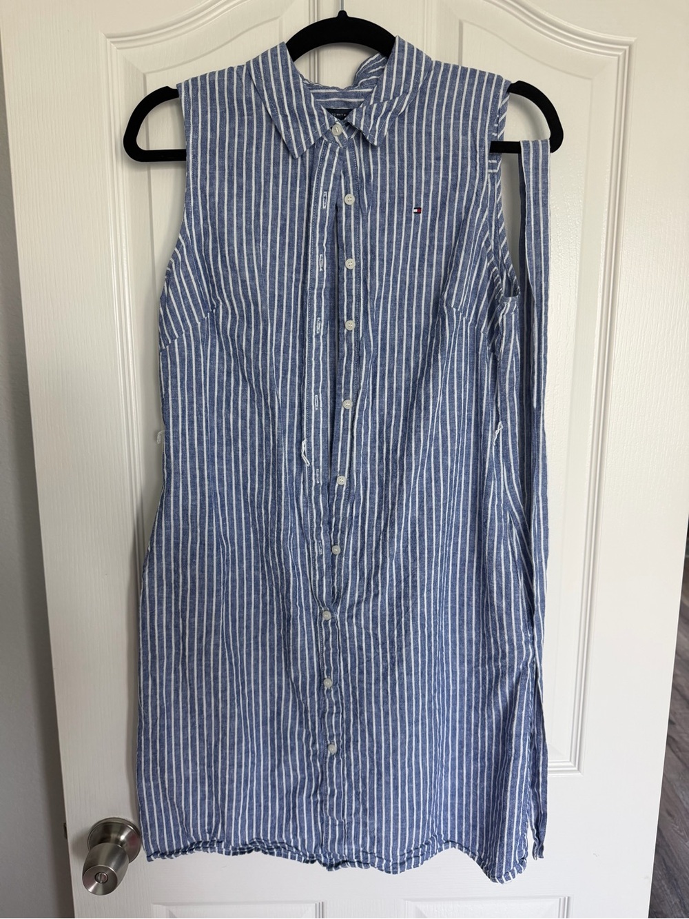 Tommy Hilfiger Blue and White Striped Button-Up Dress